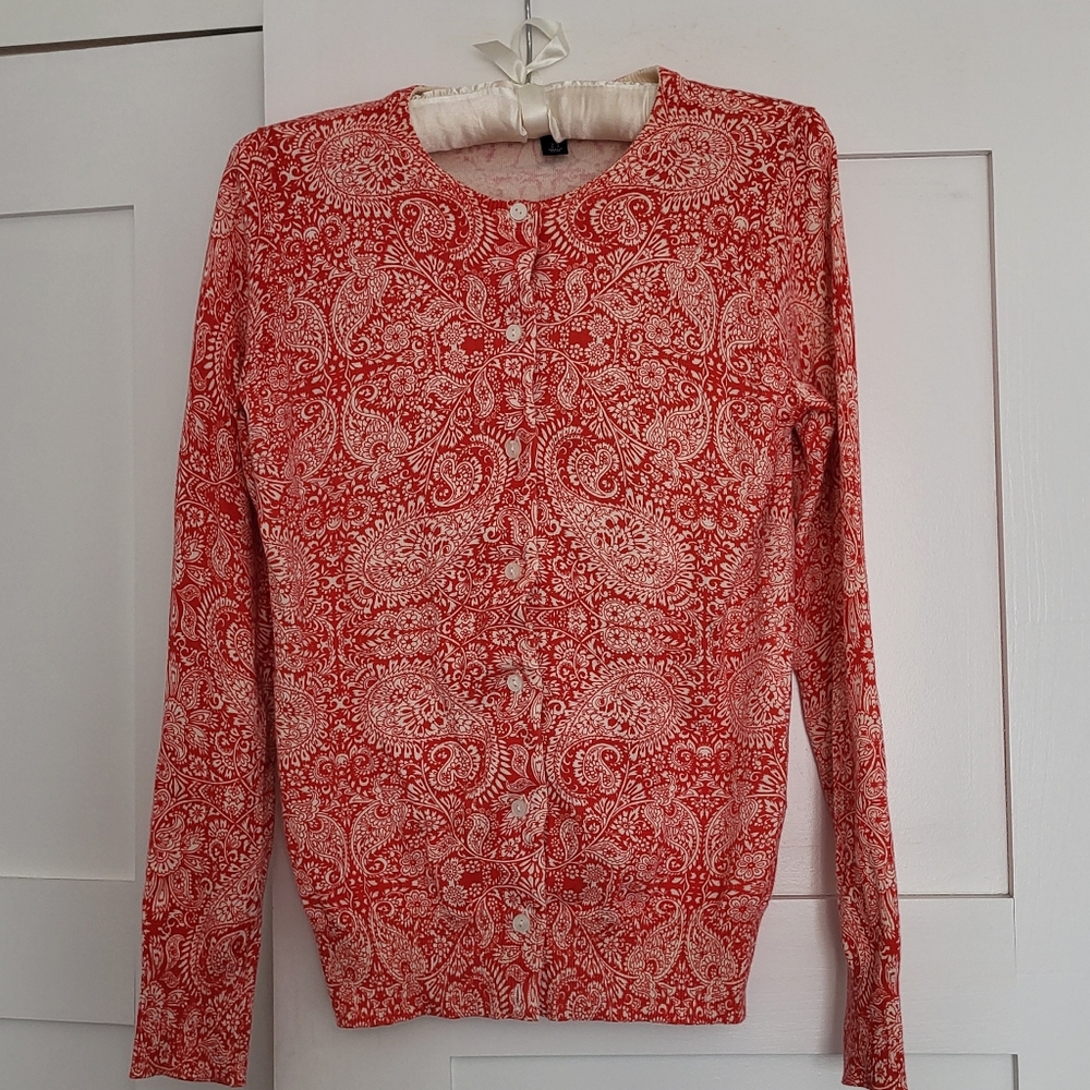 Lands End cotton paisley cardigan